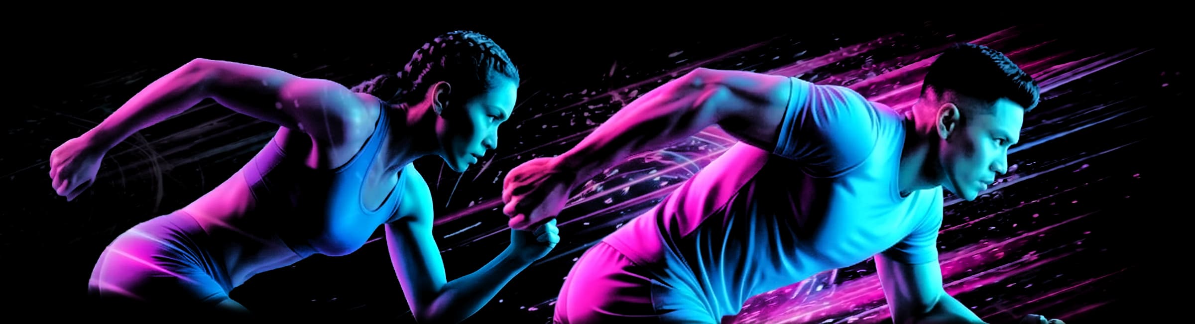 Two runners in motion
